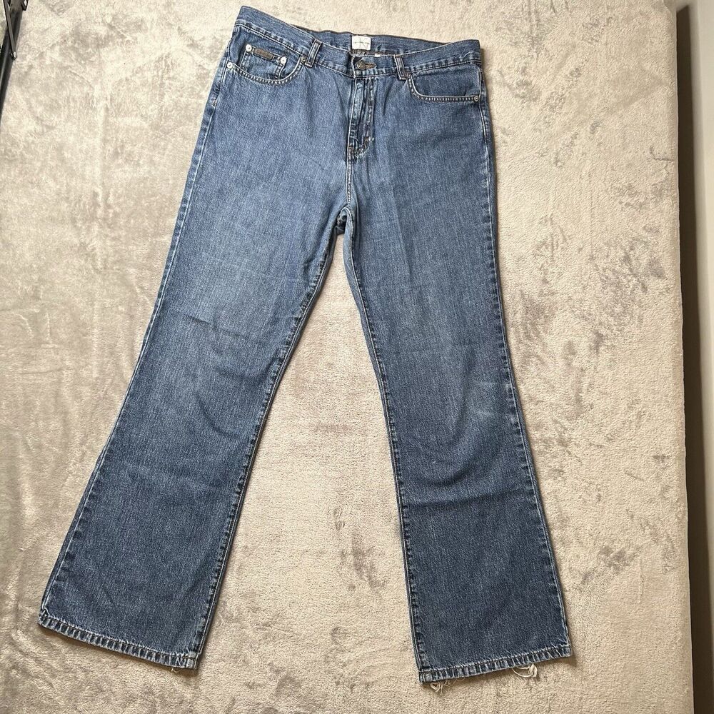 Calvin Klein Jeans Women 13 Blue Denim Double Stone Wash Flare Preppy ZJ065196S
